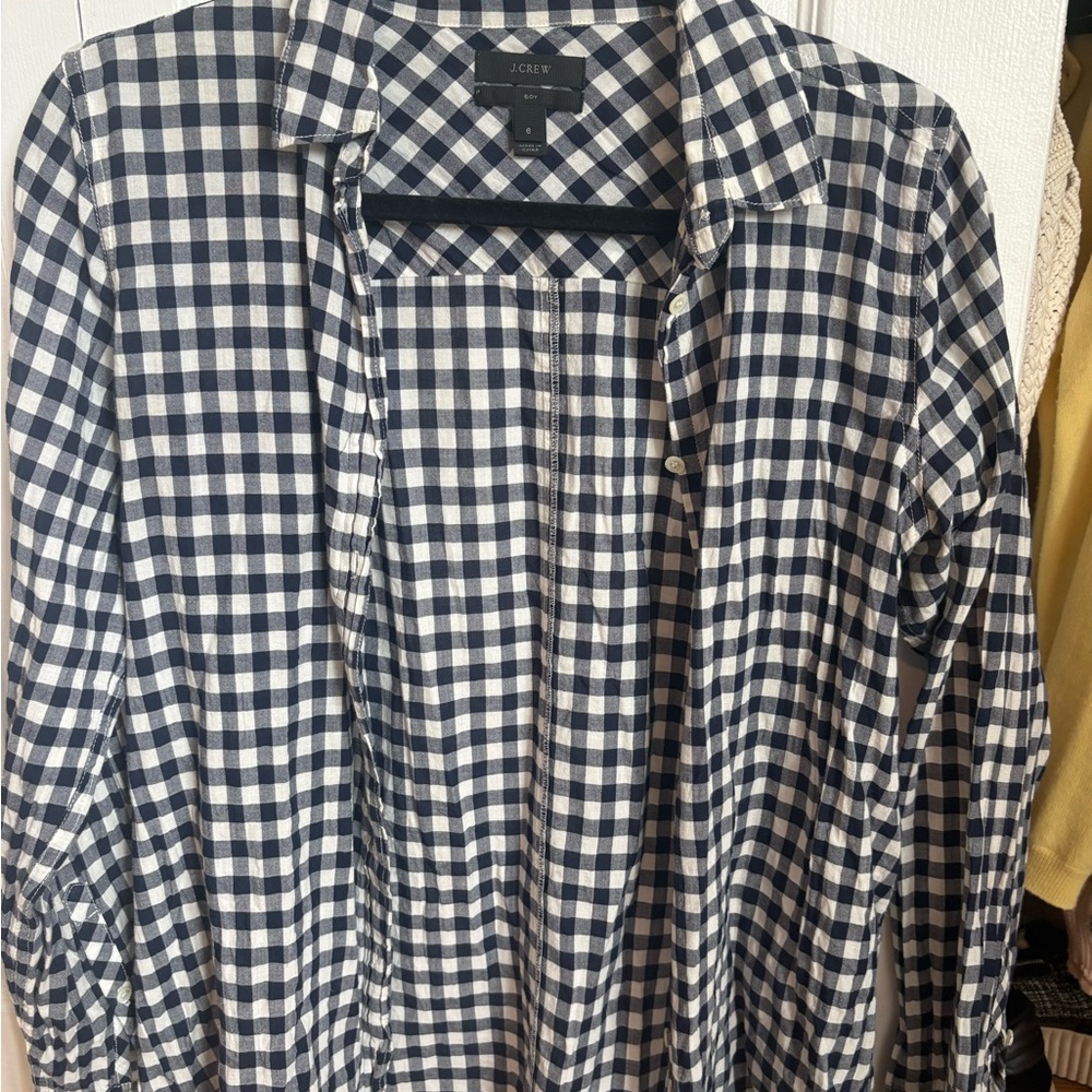 J.Crew Navy and White Plaid Shirt